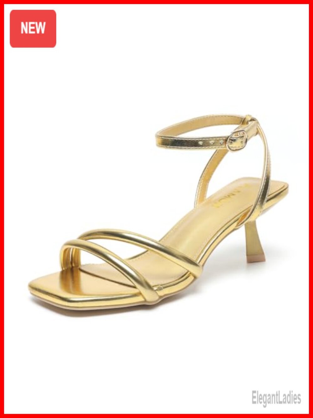 Kitten Heel Two Strap Ankle Strap Open Toe Wedding Party Dress Sandals
